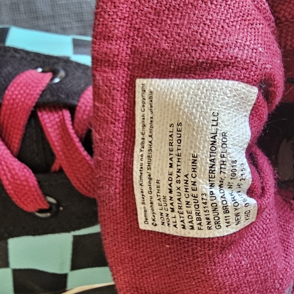 Demon Slayer blue black checker High Tops Men's Size 8 - Picture 8 of 8